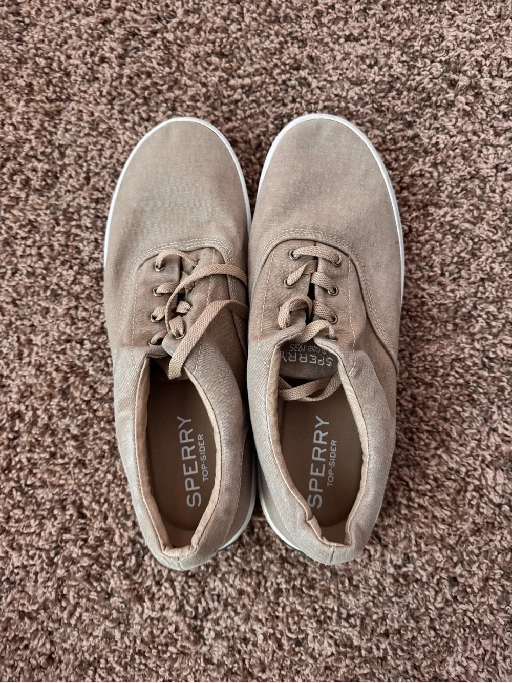 Sperry Men's Light Brown Canvas Lace-Up Sneakers